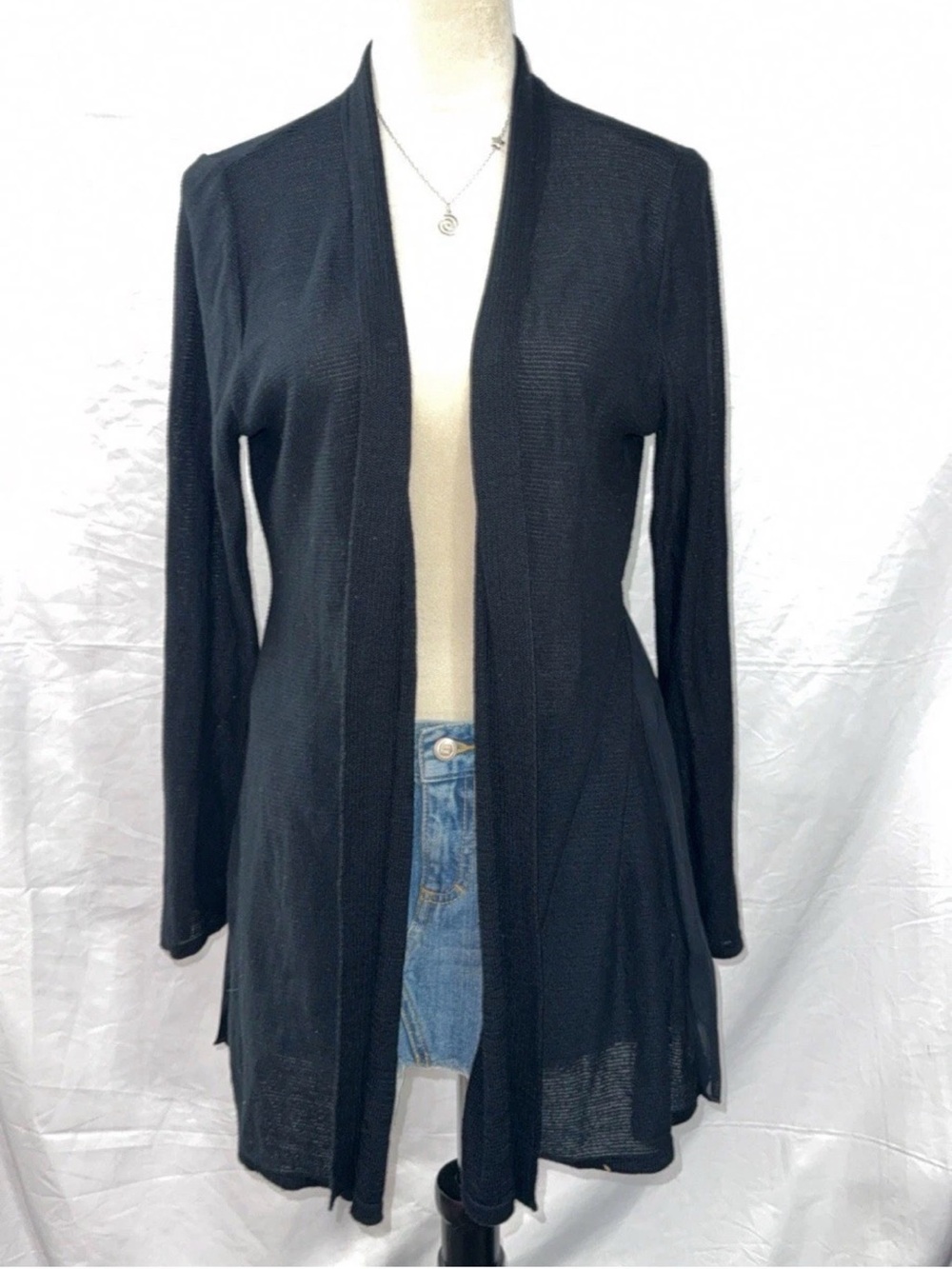 Fever Black Open-Front Longline Cardigan